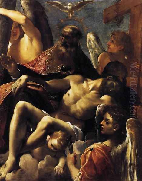 The Trinity with the Dead Christ c. 1590 Oil Painting by Lodovico Carracci