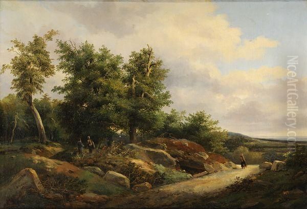 Fagotiere Et Marcheurs Dans Un Paysage Rocheux Oil Painting by Armand Blandin