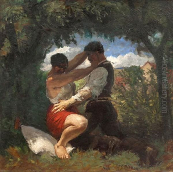 Lovers Oil Painting by Josef Thomas