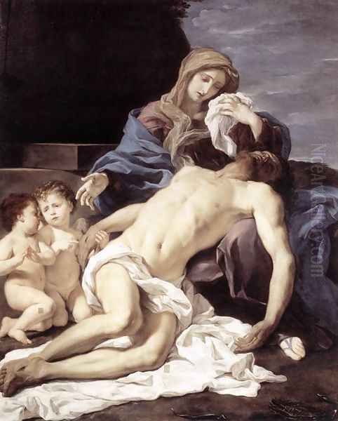 The Pietà (Mary Lamenting the Dead Christ) 1667 Oil Painting by Baciccio II