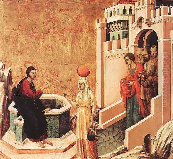 Christ and the Samaritan 1308-11 Oil Painting by Duccio Di Buoninsegna