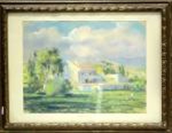 Paisaje Con Casa Oil Painting by Pere Borrell Bertran