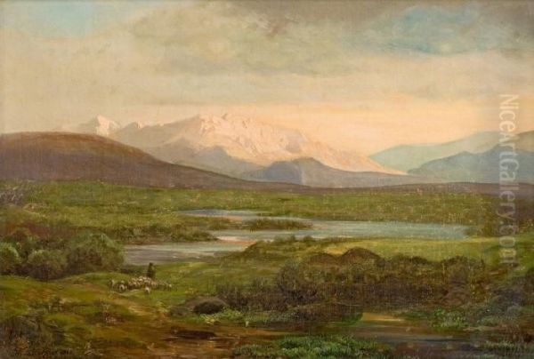 Landscape With Mountain Lake Oil Painting by Wilhelm Boshart