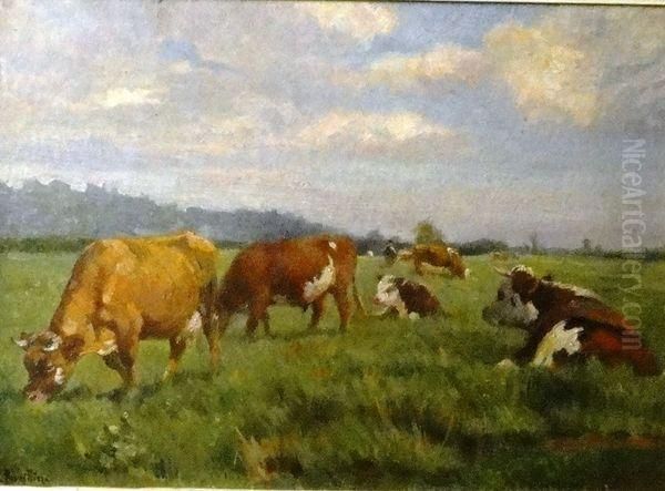 Les Vaches Oil Painting by Aimable Bouillier