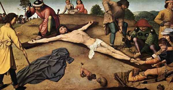 Christ Nailed to the Cross c. 1480 Oil Painting by Gerard David