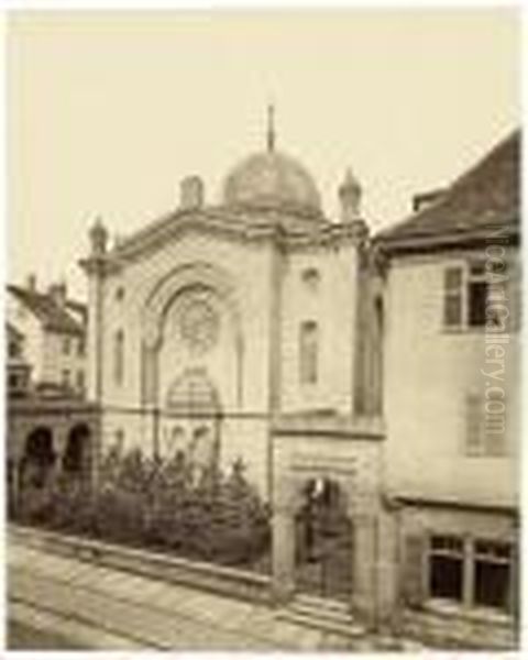 Synagogue, Stuttgart Hospitalstrase Oil Painting by Friedrich Brandseph