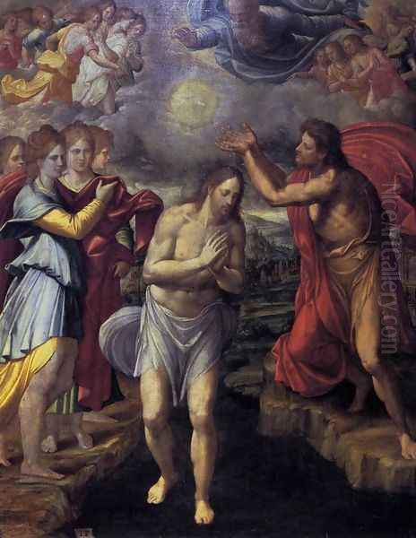 Baptism of Christ c. 1568 Oil Painting by Juan Fernandez de Navarrete