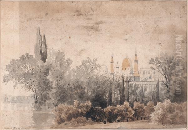 Moschea Bianca Di Costantinopoli Oil Painting by Carlo Brioschi