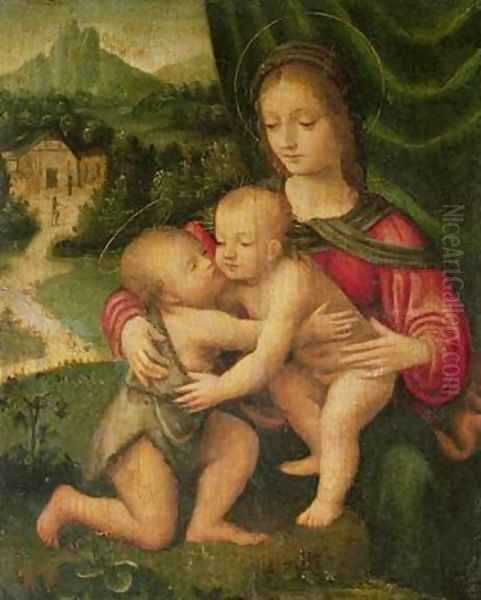 Madonna and Child with St John Oil Painting by Bernardino Luini