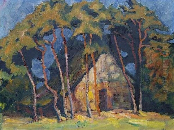 House In A Bay Bar Oil Painting by Fritz Burmann