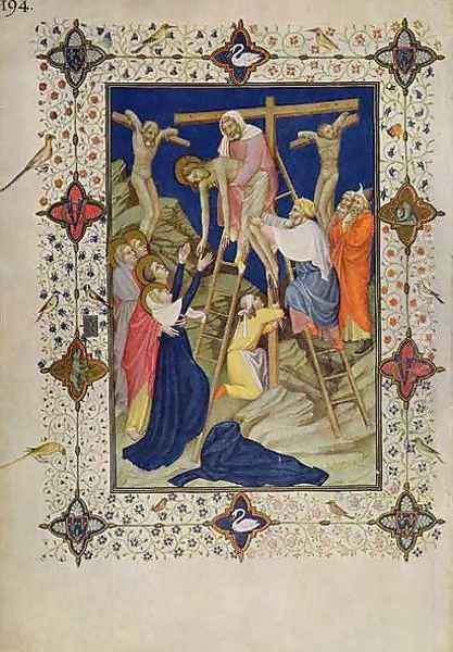 Hours of the Cross Vespers the Descent from the Cross Oil Painting by Jacquemart De Hesdin