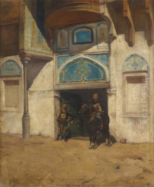 Gardes D'un Palais Turc Oil Painting by Adolf Cals