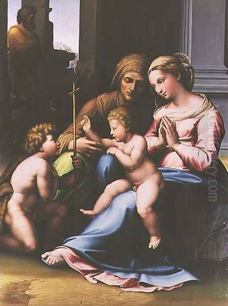 Madonna and Child with St Anne St John the Baptist and St Joseph Oil Painting by da Imola (Francucci)