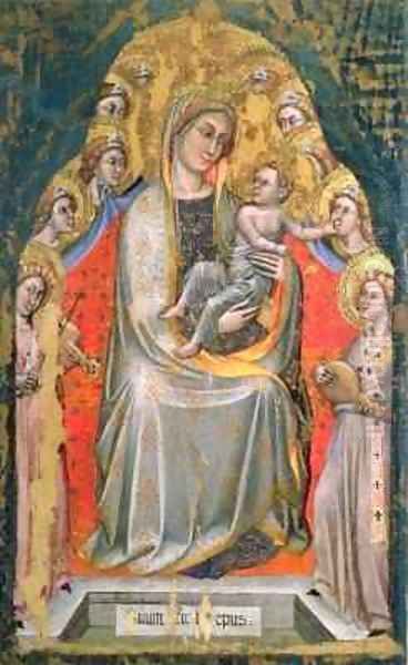 Madonna and Child Enthroned with Angels Oil Painting by Simone dei Crocifissi