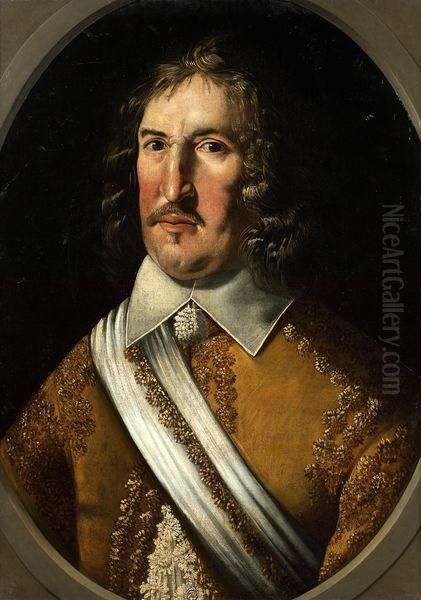 Portrait De Gentilhomme Dans Un Ovale Peint Oil Painting by Pseudo Caroselli