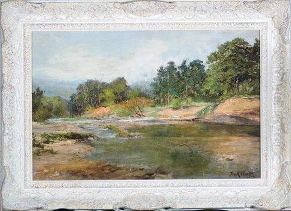 Trees Along A Riverbank Oil Painting by Frank Thomas Carter