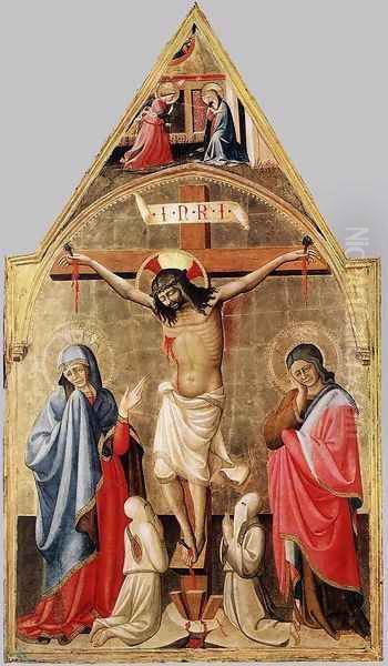 Crucifixion With Mary And St John The Evangelist 1400-50 Oil Painting by Andrea Bonaiuti da Da Firenze