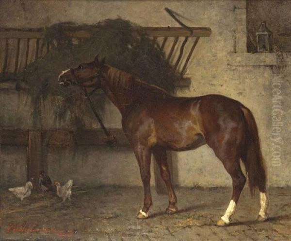 Cheval A L'ecurie Oil Painting by Christophe Cathelinaux