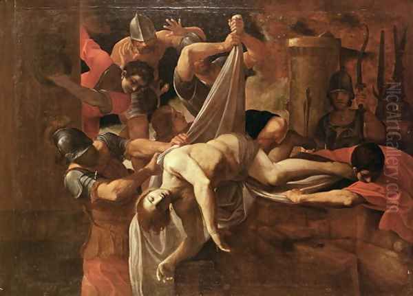 St Sebastian thrown by soldiers into Cloaca Maxima Oil Painting by Lodovico Carracci