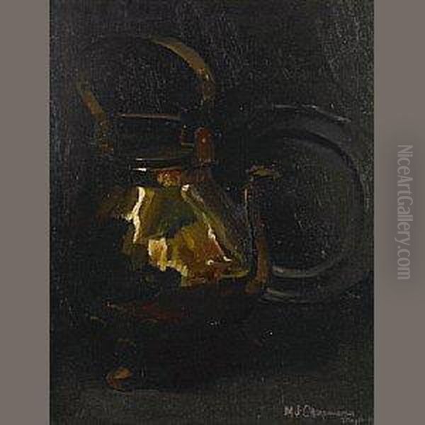 Still Life With Pitcher And Plate Oil Painting by Minerva Josephine Chapman