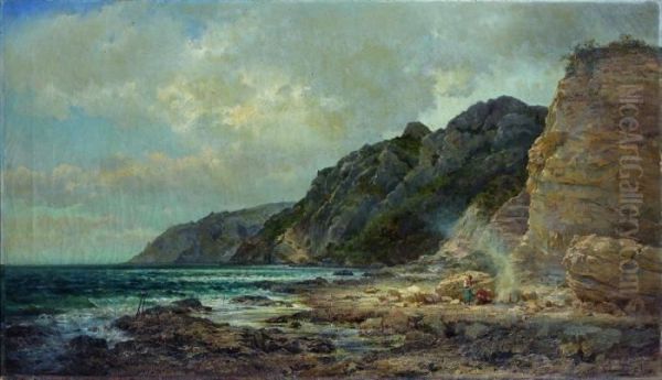 Bord De Mer Anime Oil Painting by Ernest George Chauvier De Leon