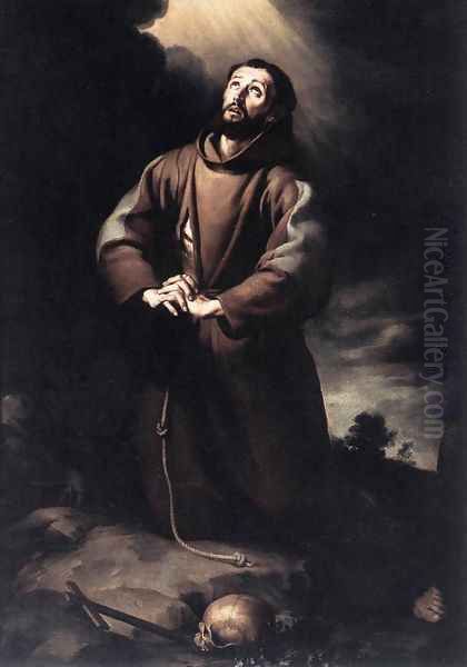 St Francis of Assisi at Prayer 1645-50 Oil Painting by Bartolome Esteban Murillo