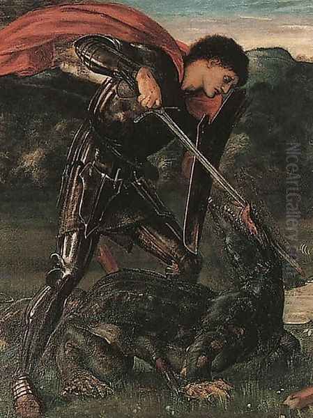 Saint George and the Dragon Oil Painting by Sir Edward Coley Burne-Jones