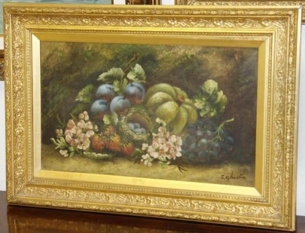 Still Life Of Fruit In A Basket Oil Painting by Evelyn Chester