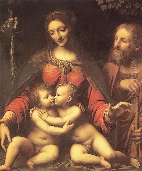 Holy Family with the Infant St John Oil Painting by Bernardino Luini