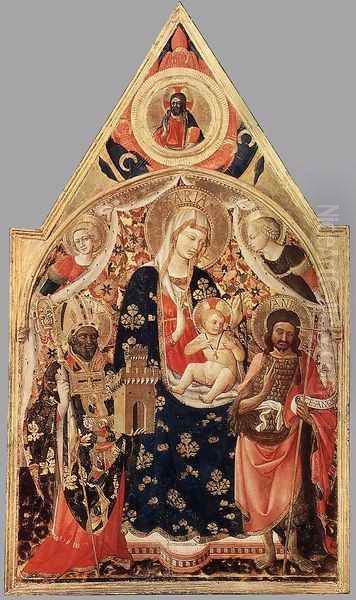 Madonna And Child With Saints 1400-50 Oil Painting by Andrea Bonaiuti da Da Firenze