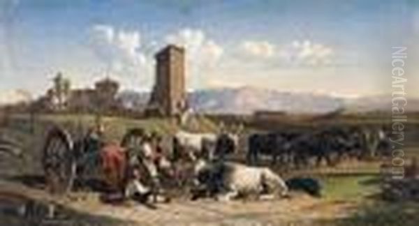 Vita Contadina Nella Campagna Romana Oil Painting by Charles Coleman