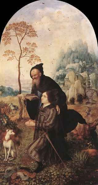 St Anthony with a Donor 1508 Oil Painting by Jan Mabuse