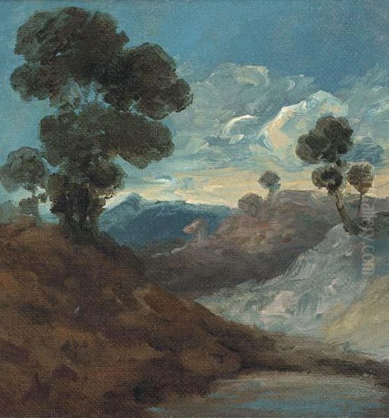 Trees In An Extensive Landscape Oil Painting by George Constable Of Arundel