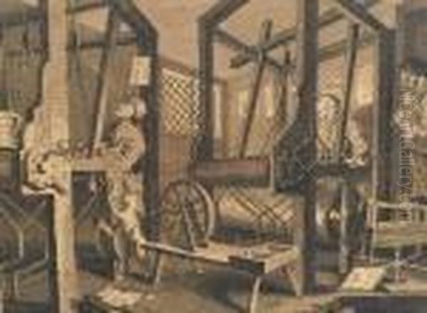 Industry And Idleness At Their Looms Oil Painting by Thomas Cook