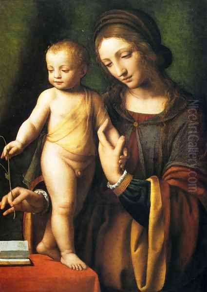 The Virgin And Child With A Columbine Oil Painting by Bernardino Luini