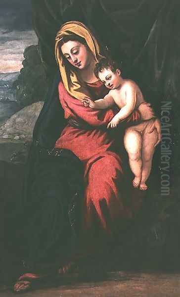 Madonna and Child Oil Painting by Domenico Tintoretto