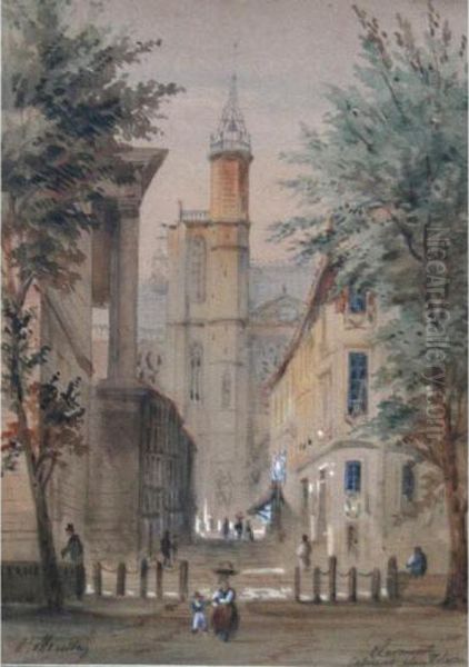 Clermont, Eglise Et Place Poterne Oil Painting by Jean-Jean Cornu