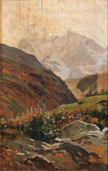 Paesaggio Montano Oil Painting by Giacinto Corsi Di Bognasco