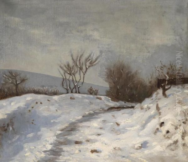 Winter Landscape Oil Painting by Menci Clemens Crncic