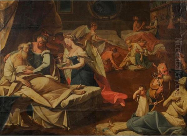 Visitare Gli Infermi Oil Painting by Giovanni Antonio Cybei