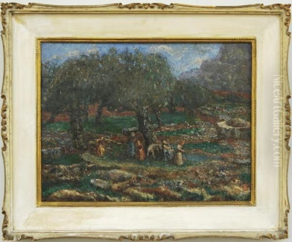 Ulivi Di Sicilia Oil Painting by Angiolo D'Andrea