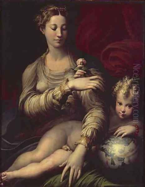 Madonna of the Rose, 1528-30 Oil Painting by Girolamo Francesco Maria Mazzola (Parmigianino)