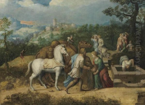 Ii Rebecca At The Well I Oil Painting by Girolamo Da Treviso