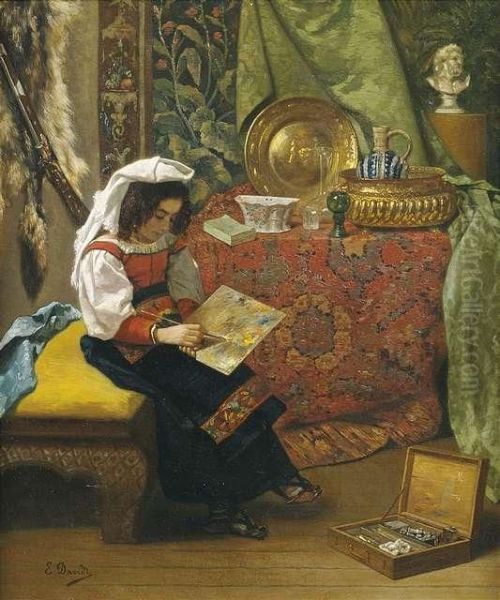 Die Junge Kunstlerin Im Atelier Oil Painting by Euphemide Therese David