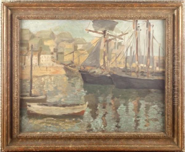 Boats In The Harbour Oil Painting by Frederick Dawson