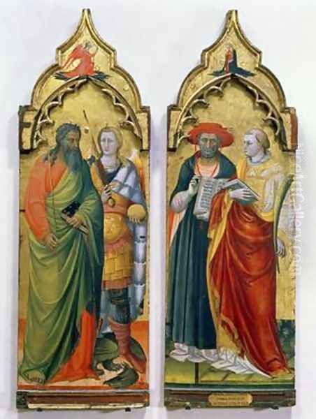 St Andrew St Michael St Jerome and St Lawrence Oil Painting by Bicci Di Lorenzo