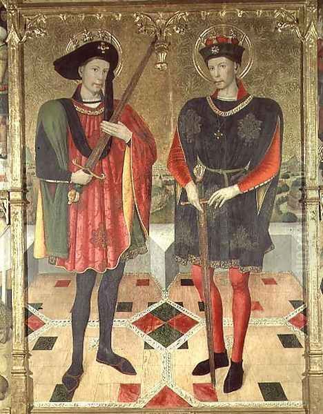 St Abdon and St Sennen martyrs who died in Rome Oil Painting by Jaume Huguet