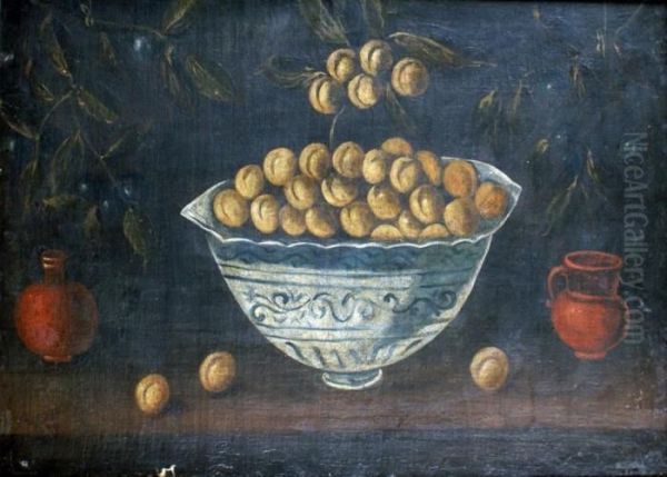 Nature Morte A La Coupe En Porcelaine Et Au Pichet Oil Painting by Juan De La Abadia