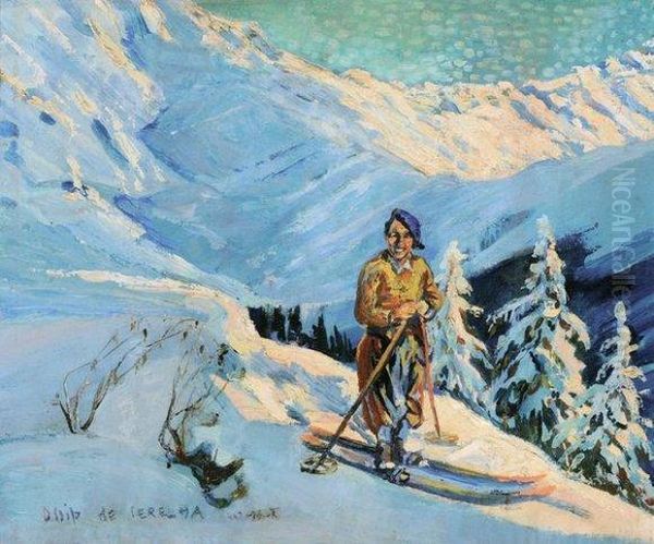 Le Skieur Oil Painting by Ossy De Perelma