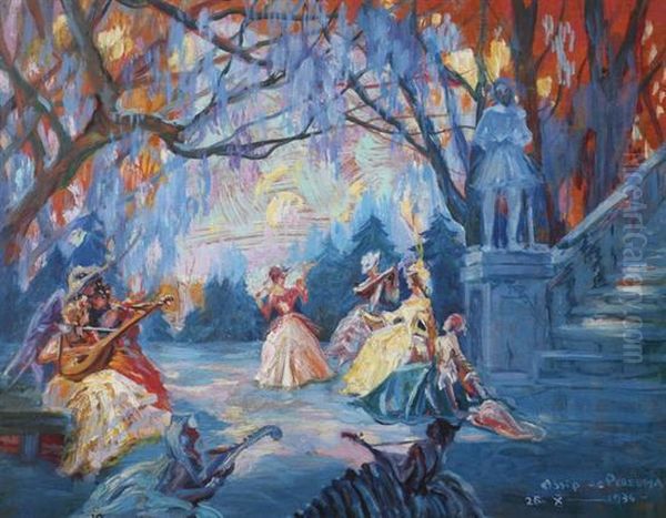 Music In The Garden Oil Painting by Ossy De Perelma